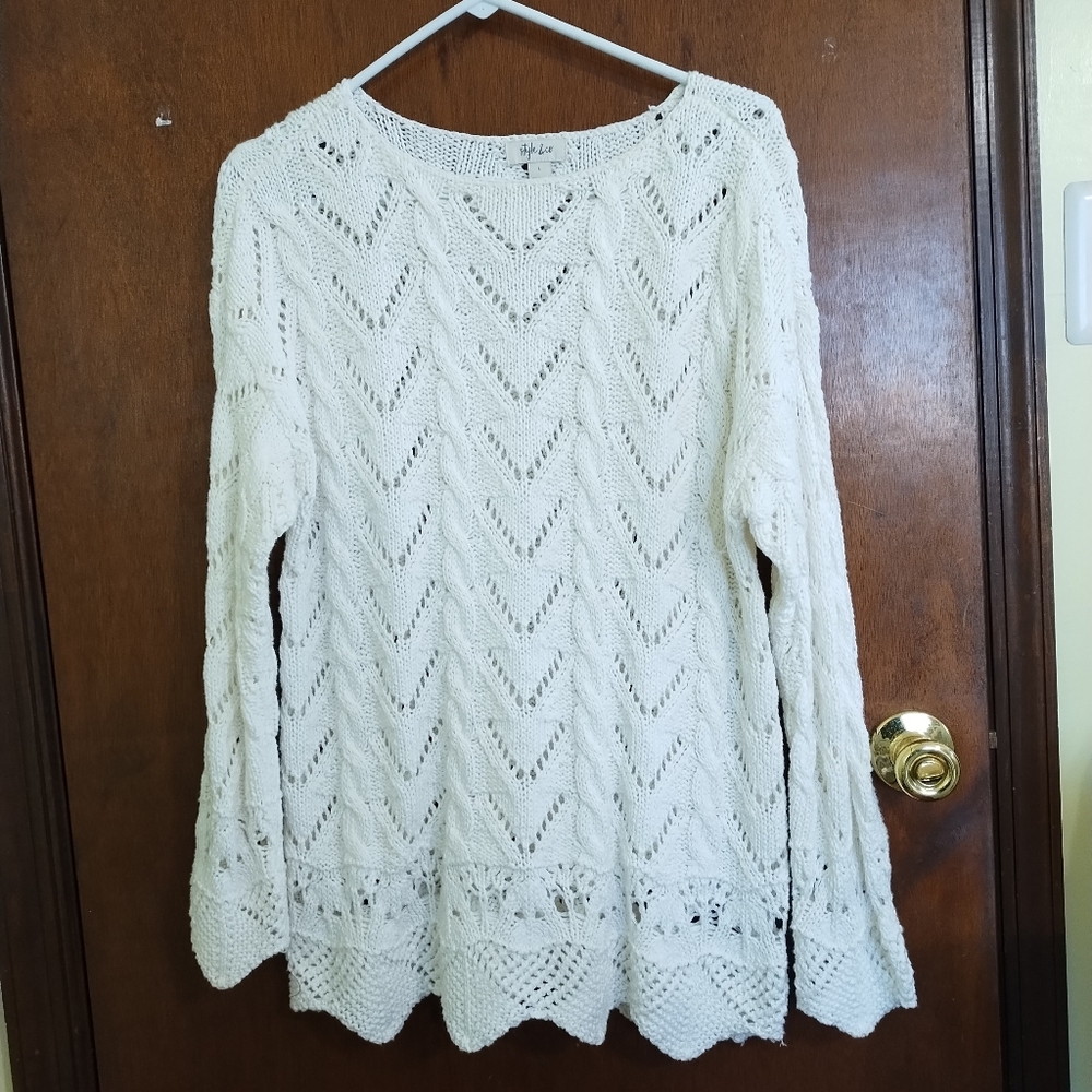 Crochet Open Knit Sweater Size L